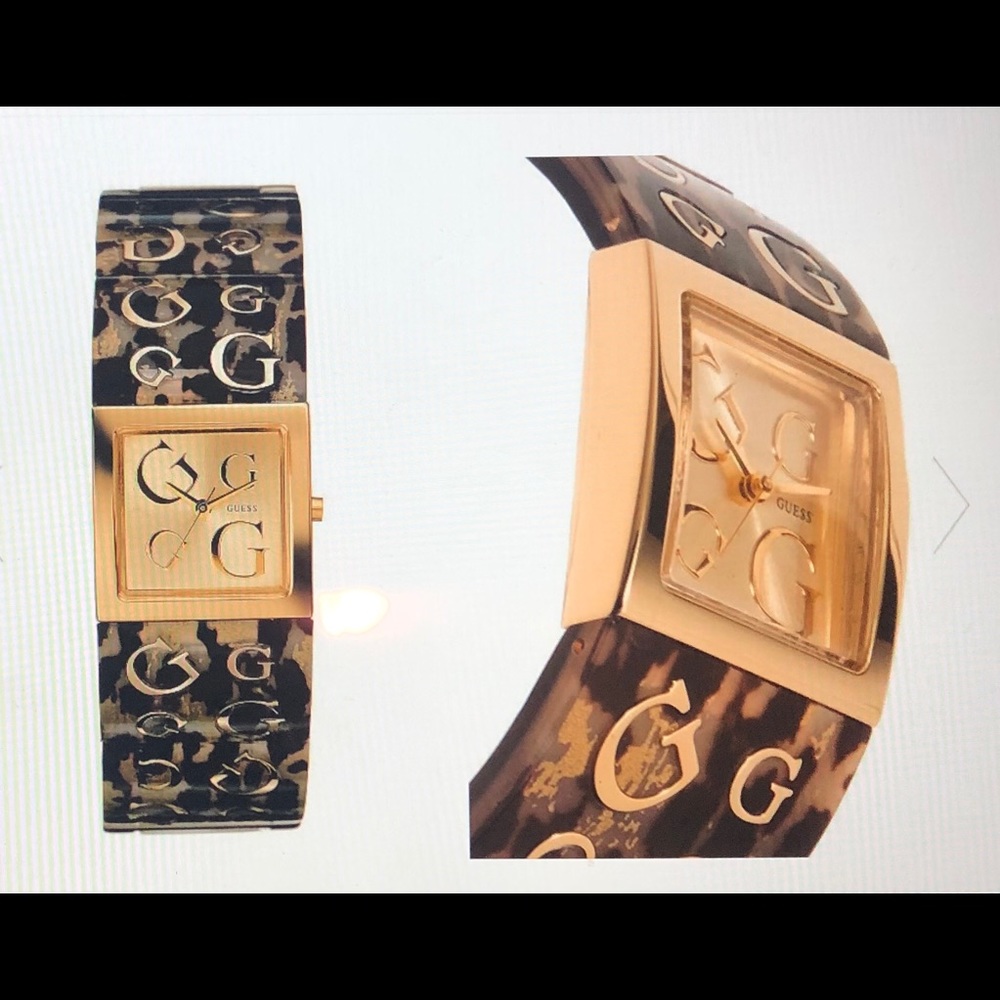 TORTOISE PRINT LUCITE WATCH BY GUESS
